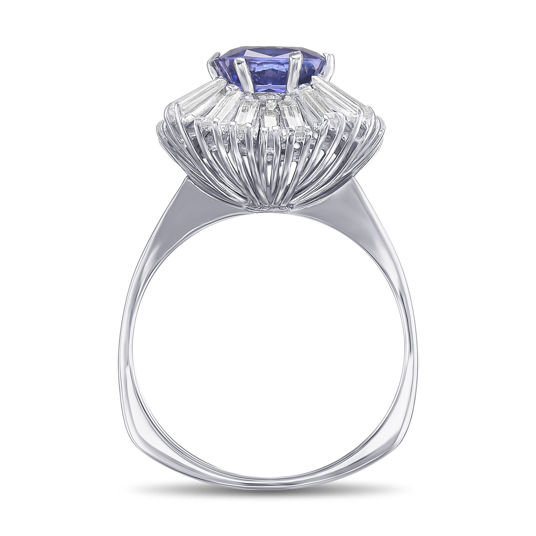 Cushion Tanzanite and Diamond Ballerina Ring