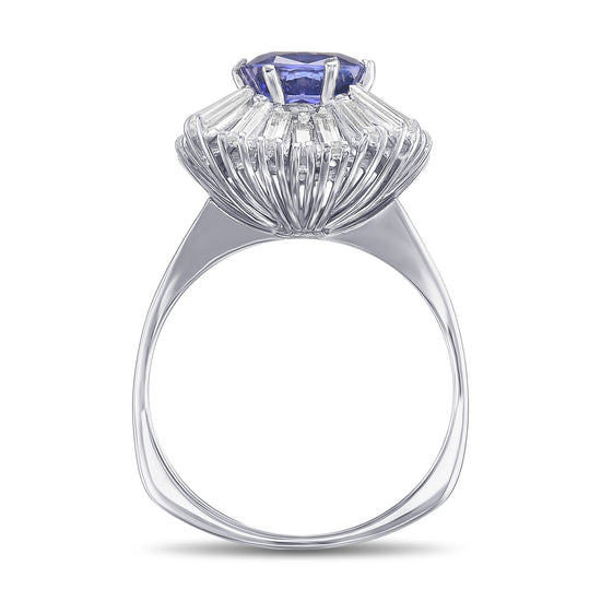 Cushion Tanzanite and Diamond Ballerina Ring