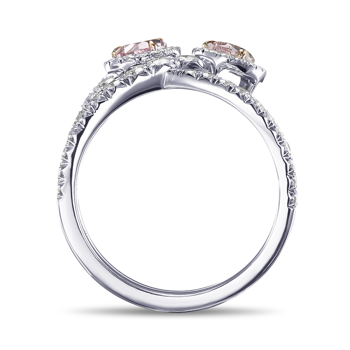 Fancy Intense Purple Pink & Fancy Pink Pear Diamond 2 Stone Halo Ring