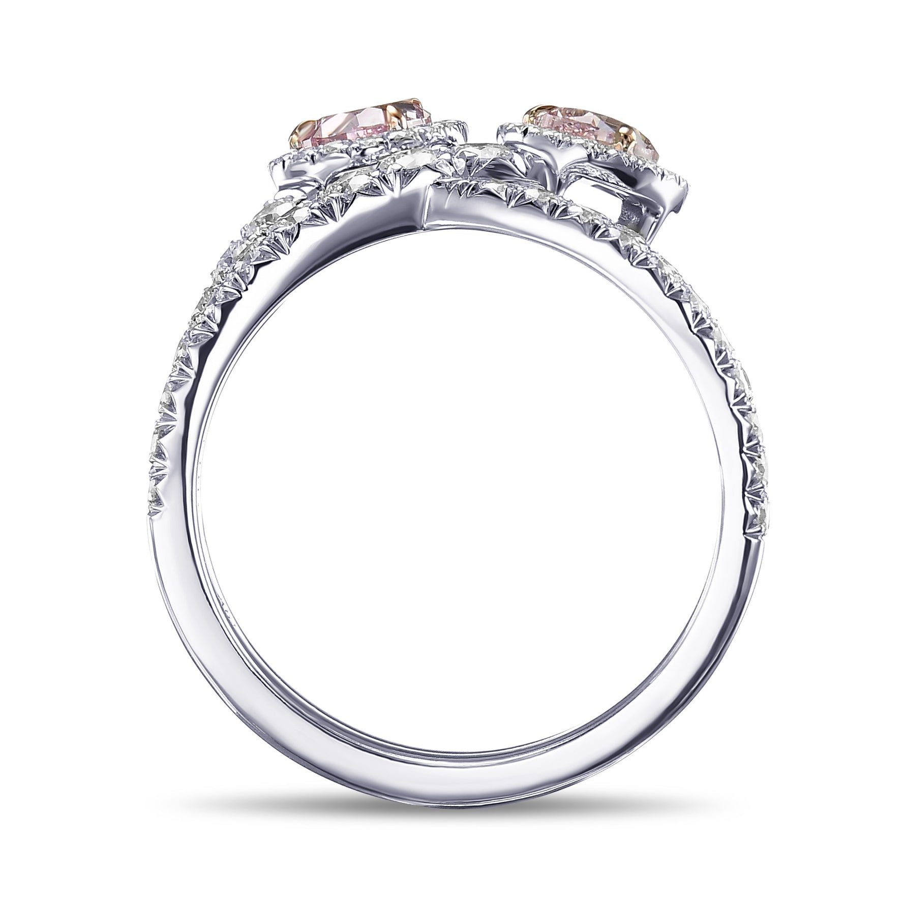 Fancy Intense Purple Pink & Fancy Pink Pear Diamond 2 Stone Halo Ring