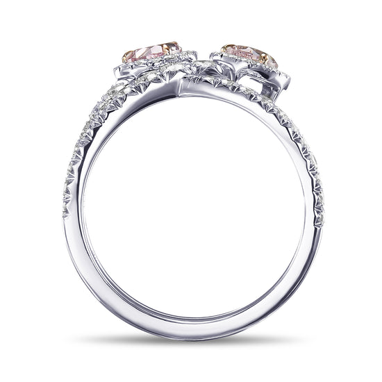 Fancy Intense Purple Pink & Fancy Pink Pear Diamond 2 Stone Halo Ring