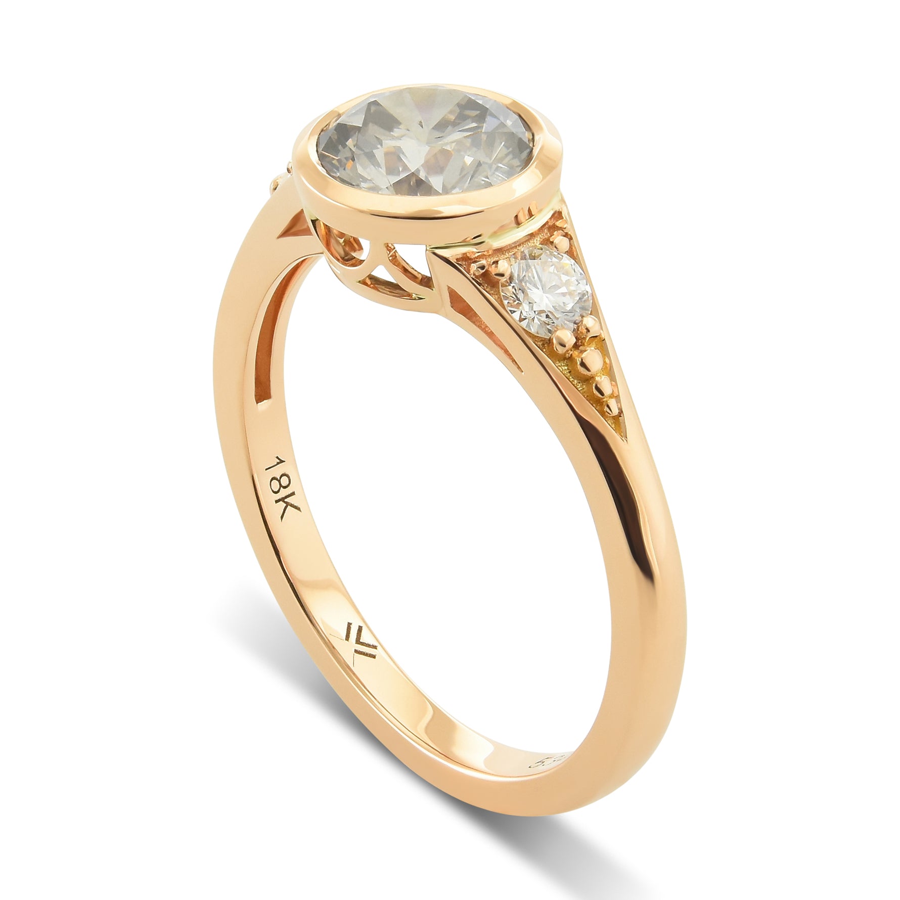 Fancy Gray Round Side-stone Diamond Ring