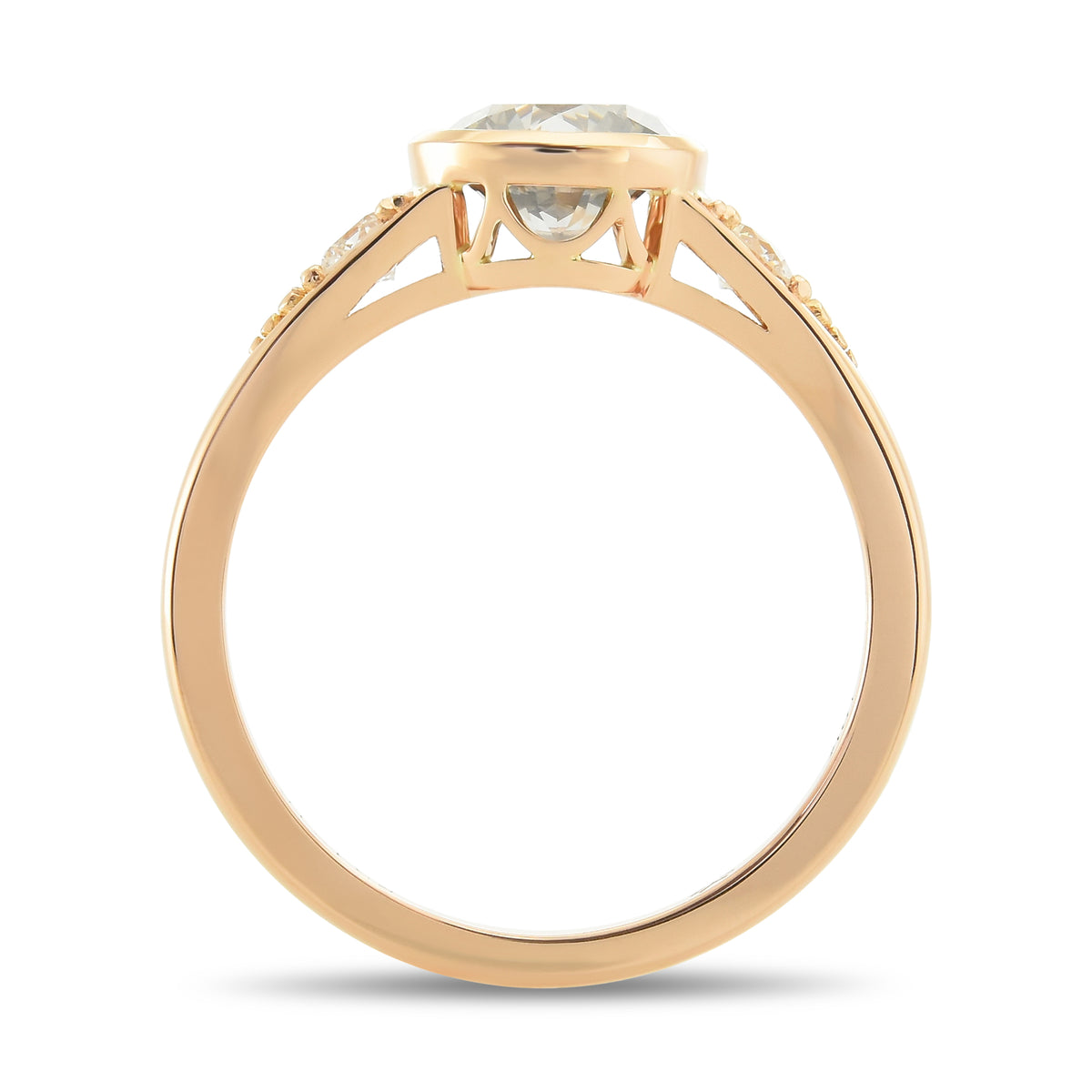 Fancy Gray Round Side-stone Diamond Ring