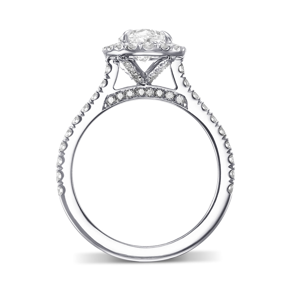 White Oval Halo Diamond Ring