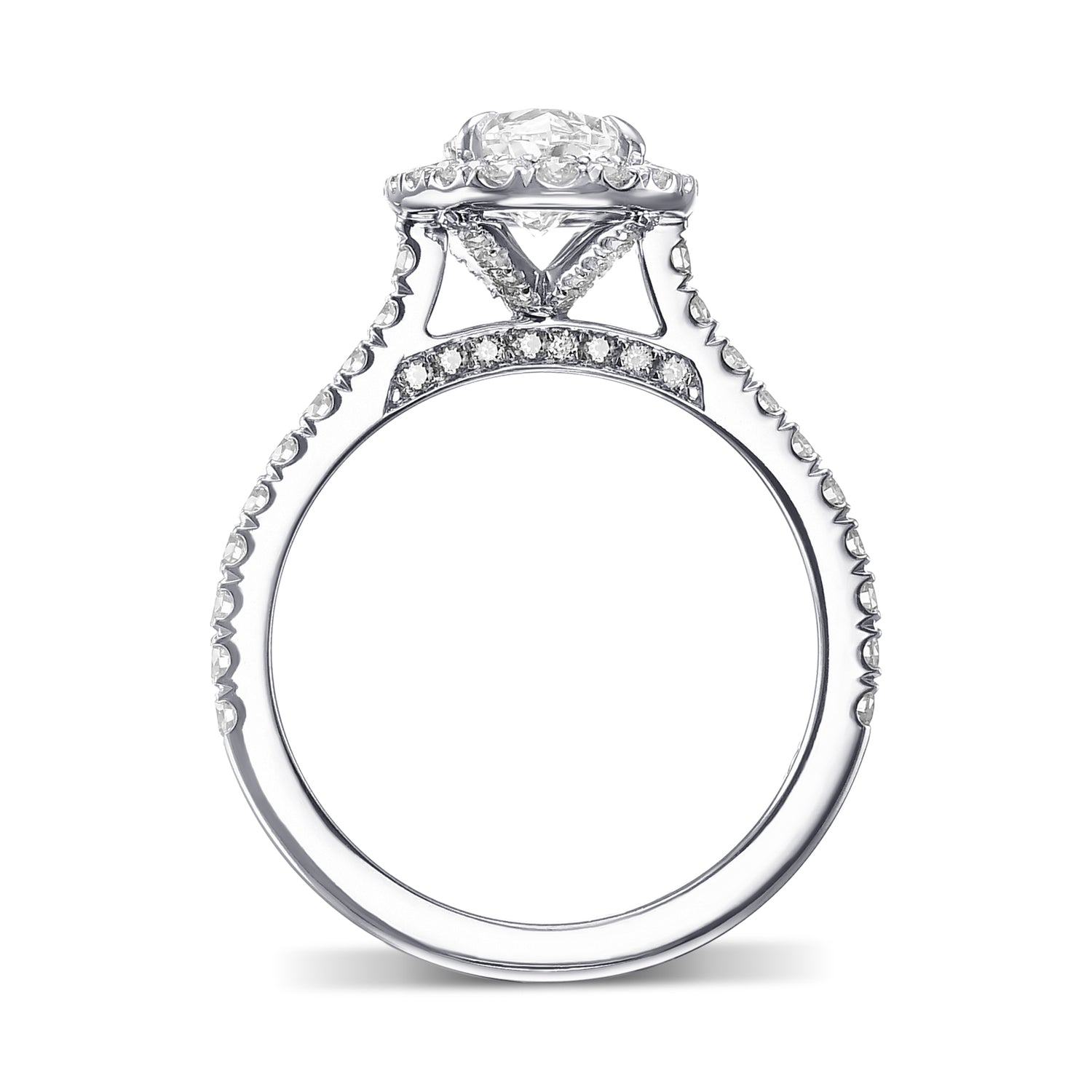 White Oval Halo Diamond Ring