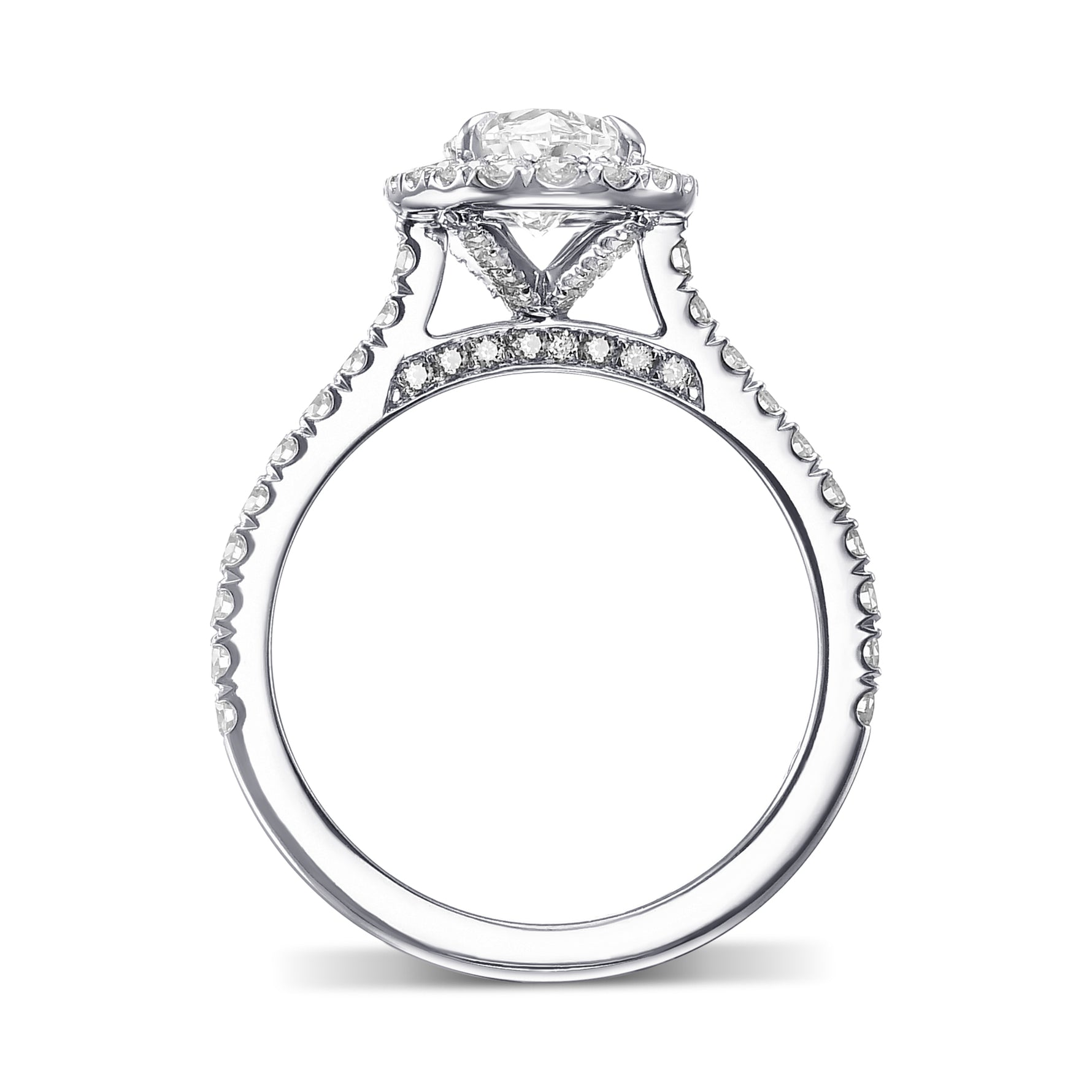 White Oval Halo Diamond Ring