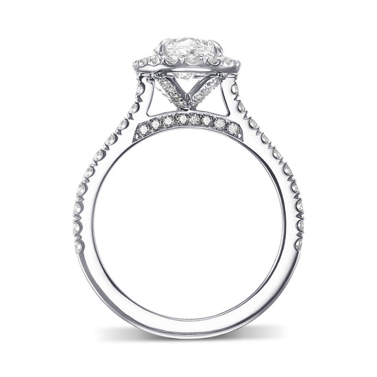 White Oval Halo Diamond Ring