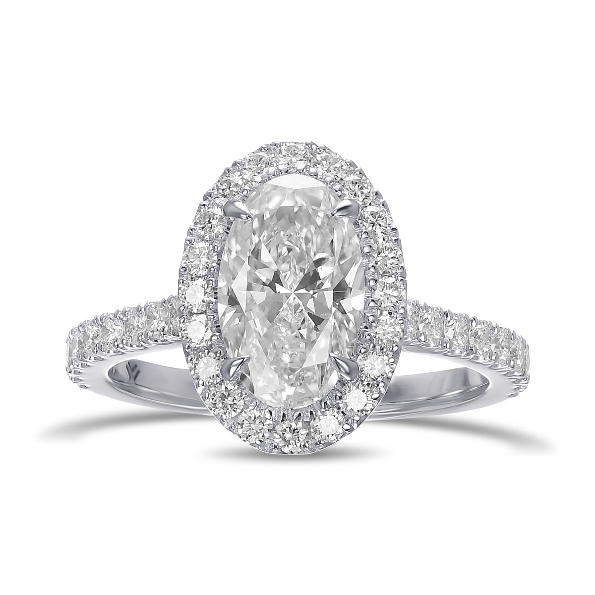 White Oval Halo Diamond Ring