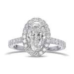 White Oval Halo Diamond Ring