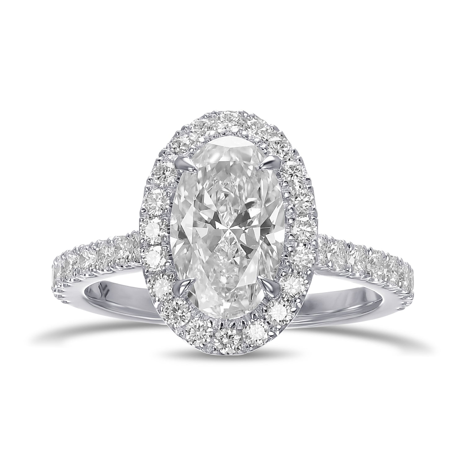 White Oval Halo Diamond Ring