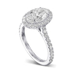 White Oval Halo Diamond Ring