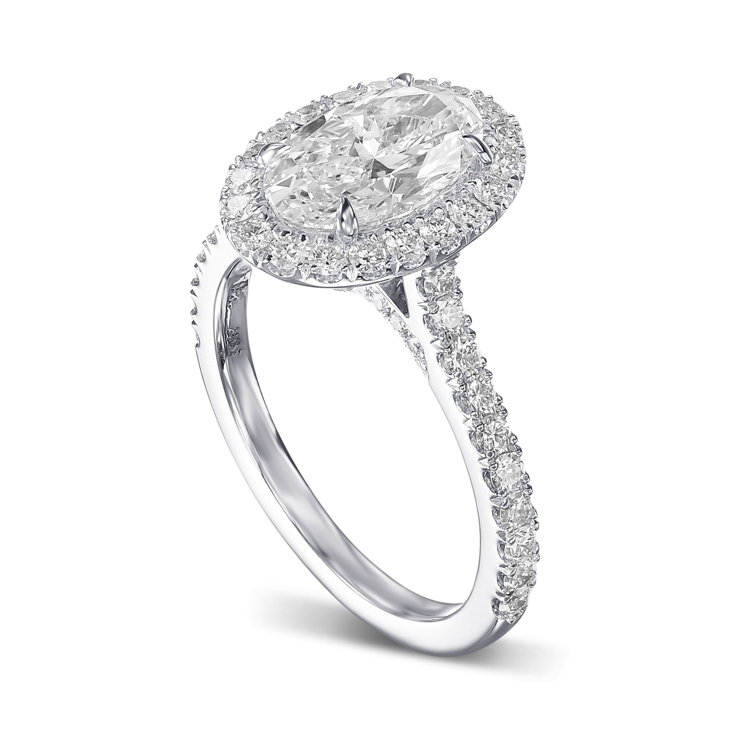 White Oval Halo Diamond Ring
