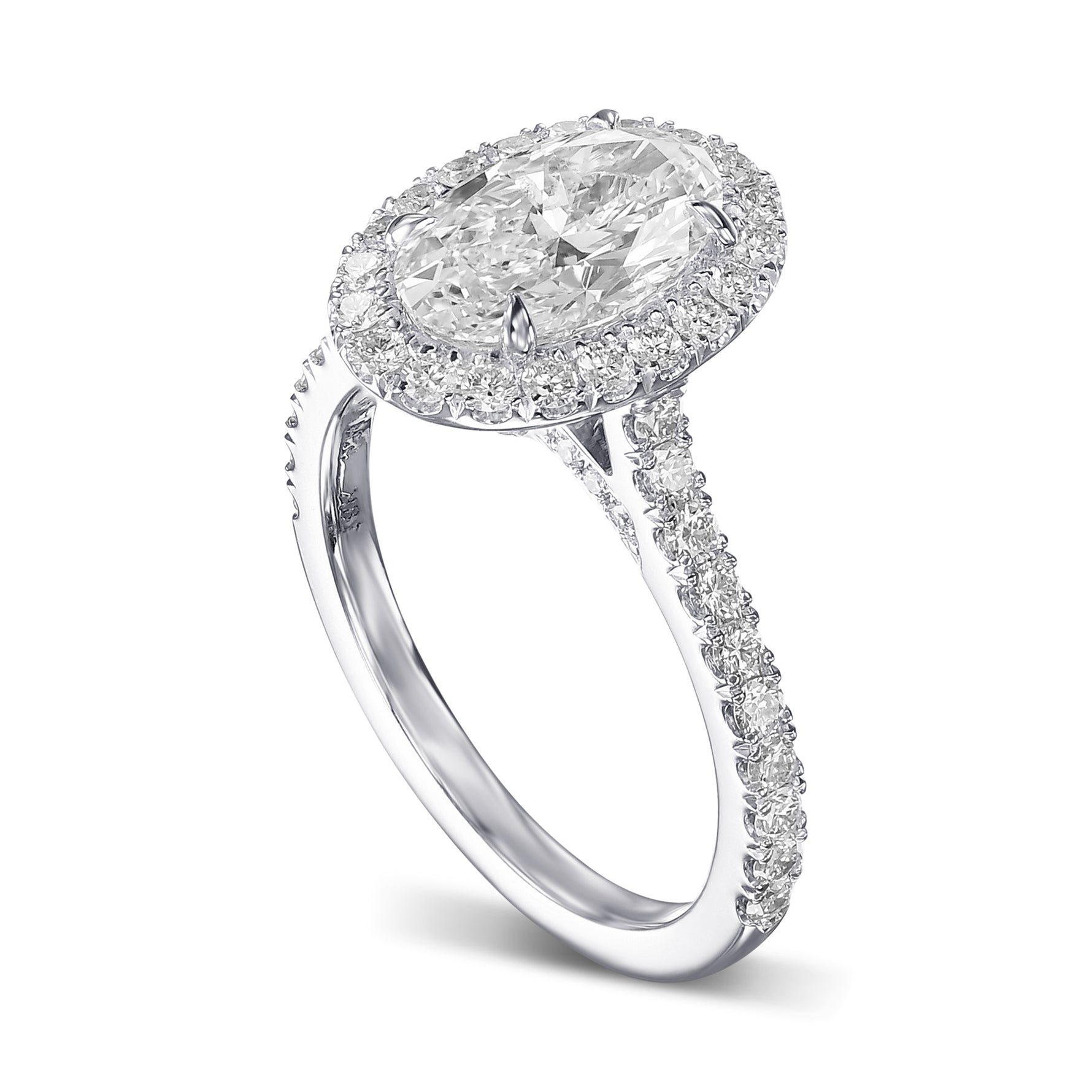 White Oval Halo Diamond Ring