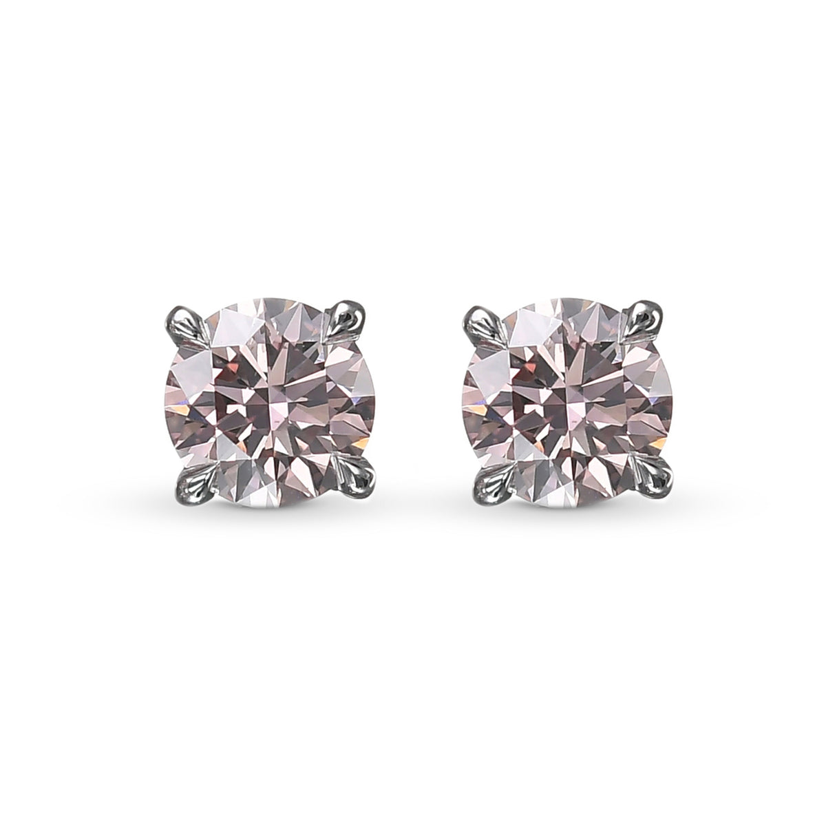 Argyle Round Pink Stud Diamond Earrings
