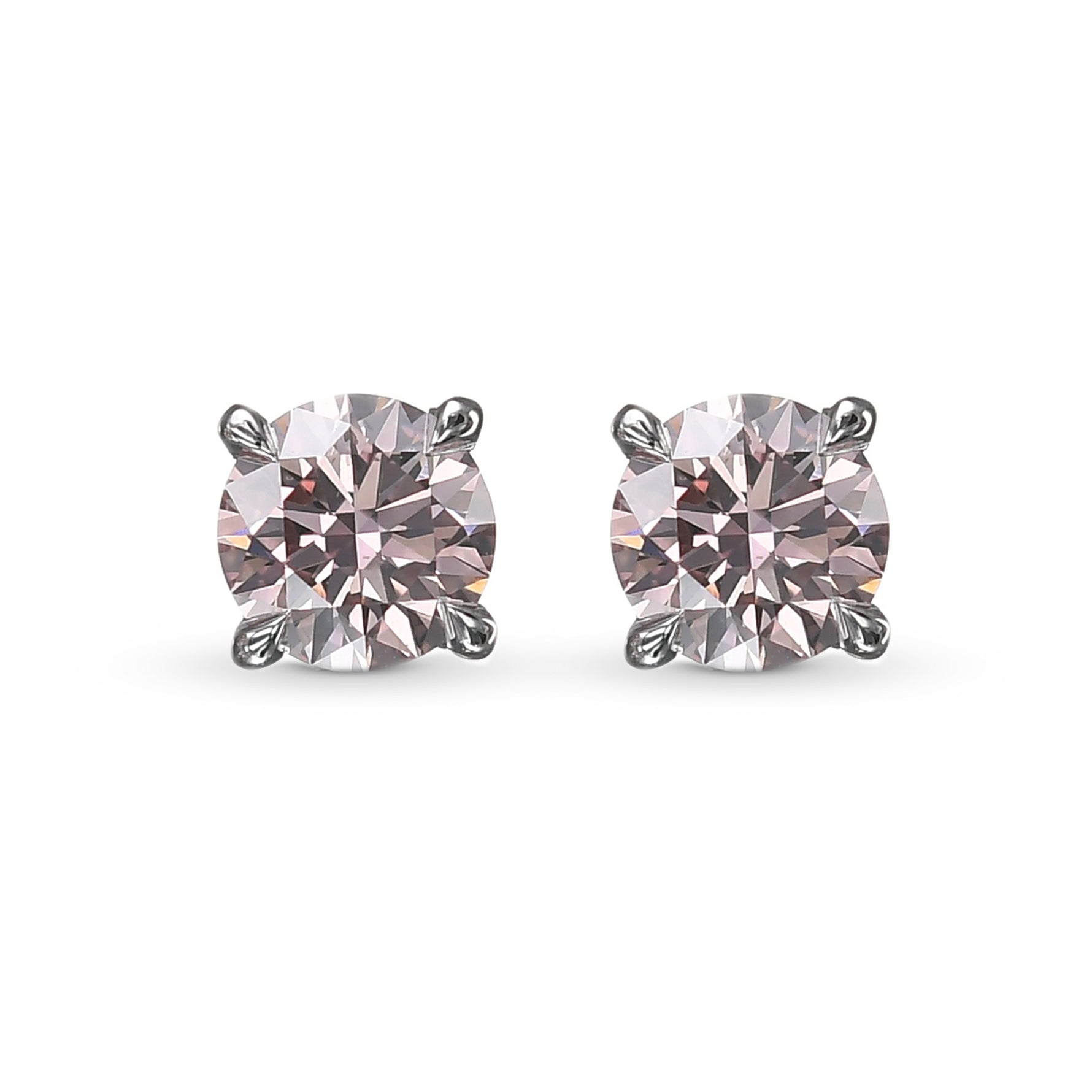 Argyle Round Pink Stud Diamond Earrings