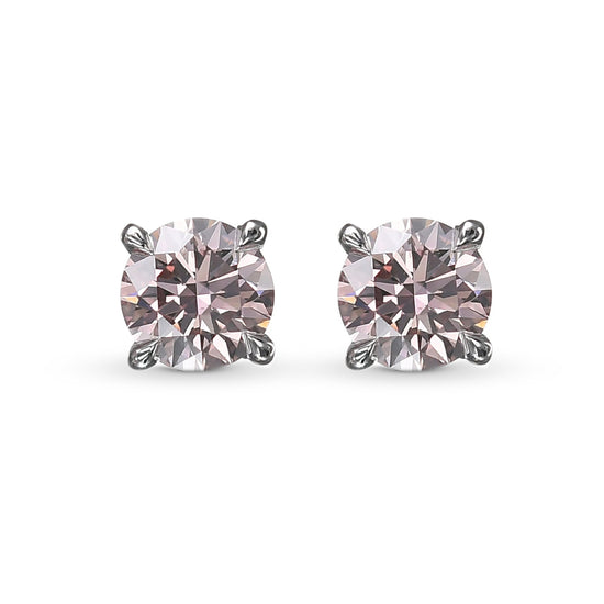Argyle Round Pink Stud Diamond Earrings