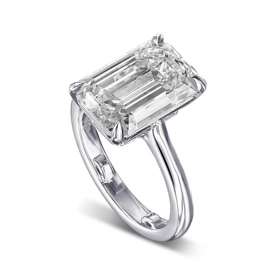 Classic Solitaire Emerald-cut Diamond Ring