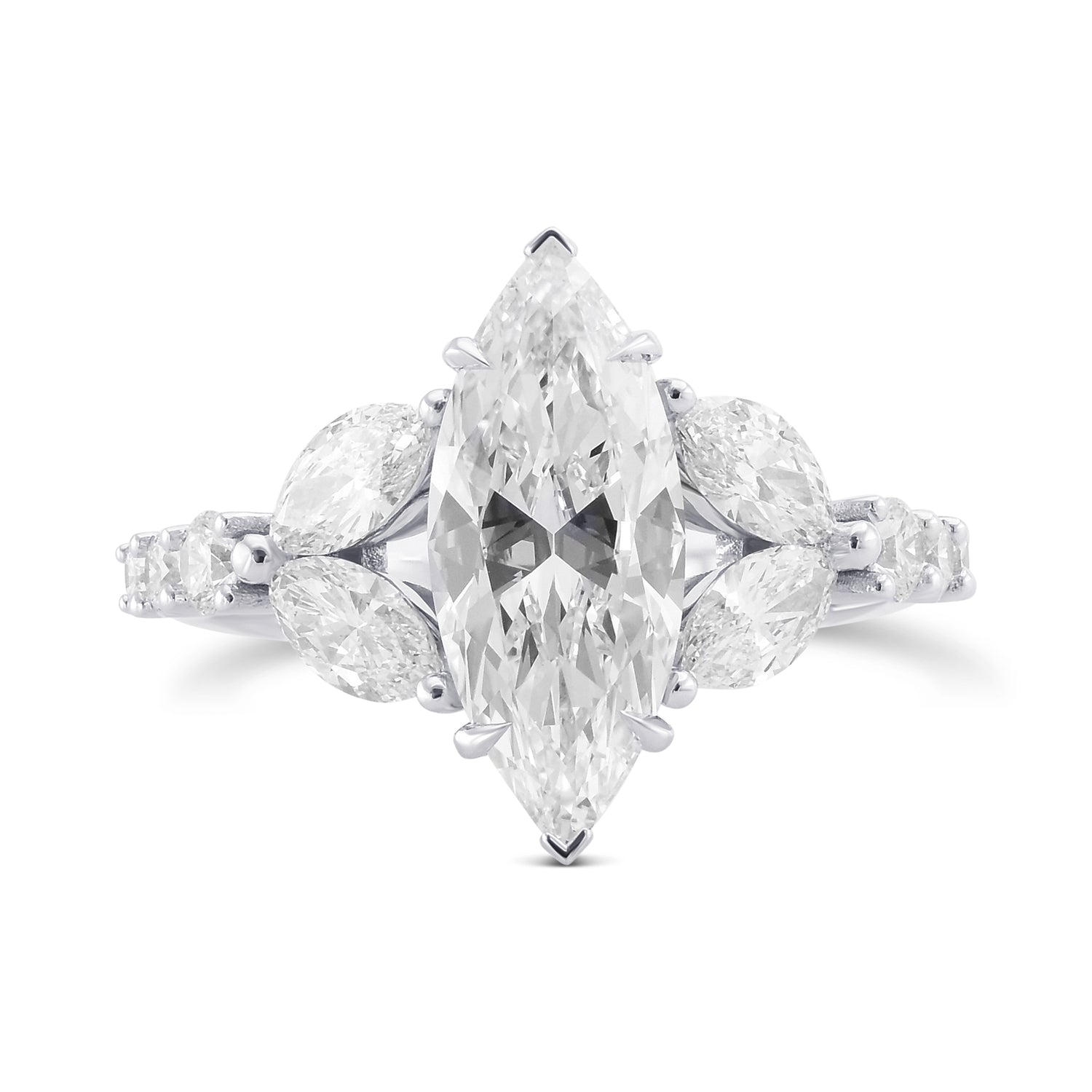 D Color Marquise Side-Stone Diamond Ring