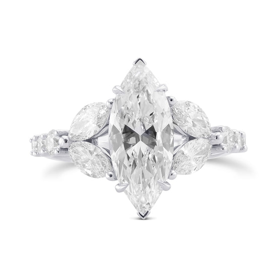 D Color Marquise Side-Stone Diamond Ring
