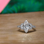 D Color Marquise Side-Stone Diamond Ring