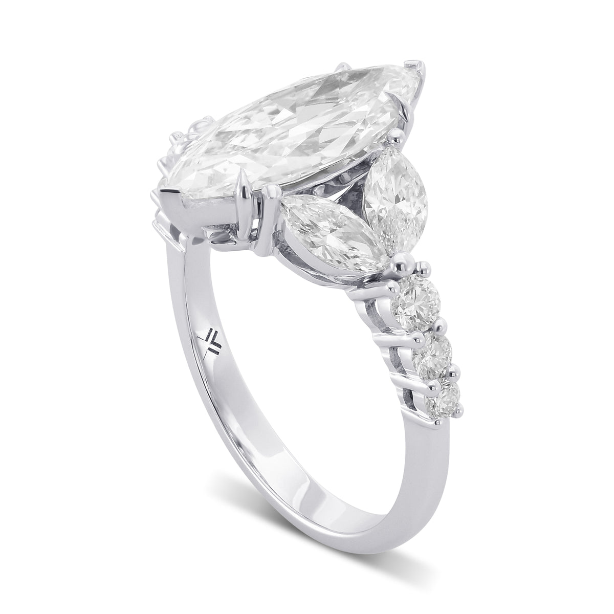 D Color Marquise Side-Stone Diamond Ring
