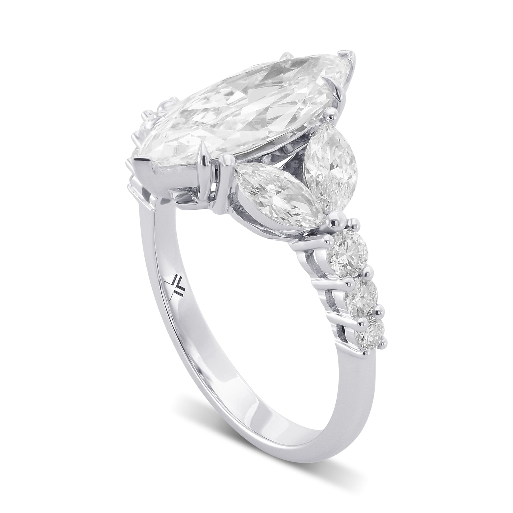 D Color Marquise Side-Stone Diamond Ring