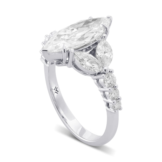 D Color Marquise Side-Stone Diamond Ring