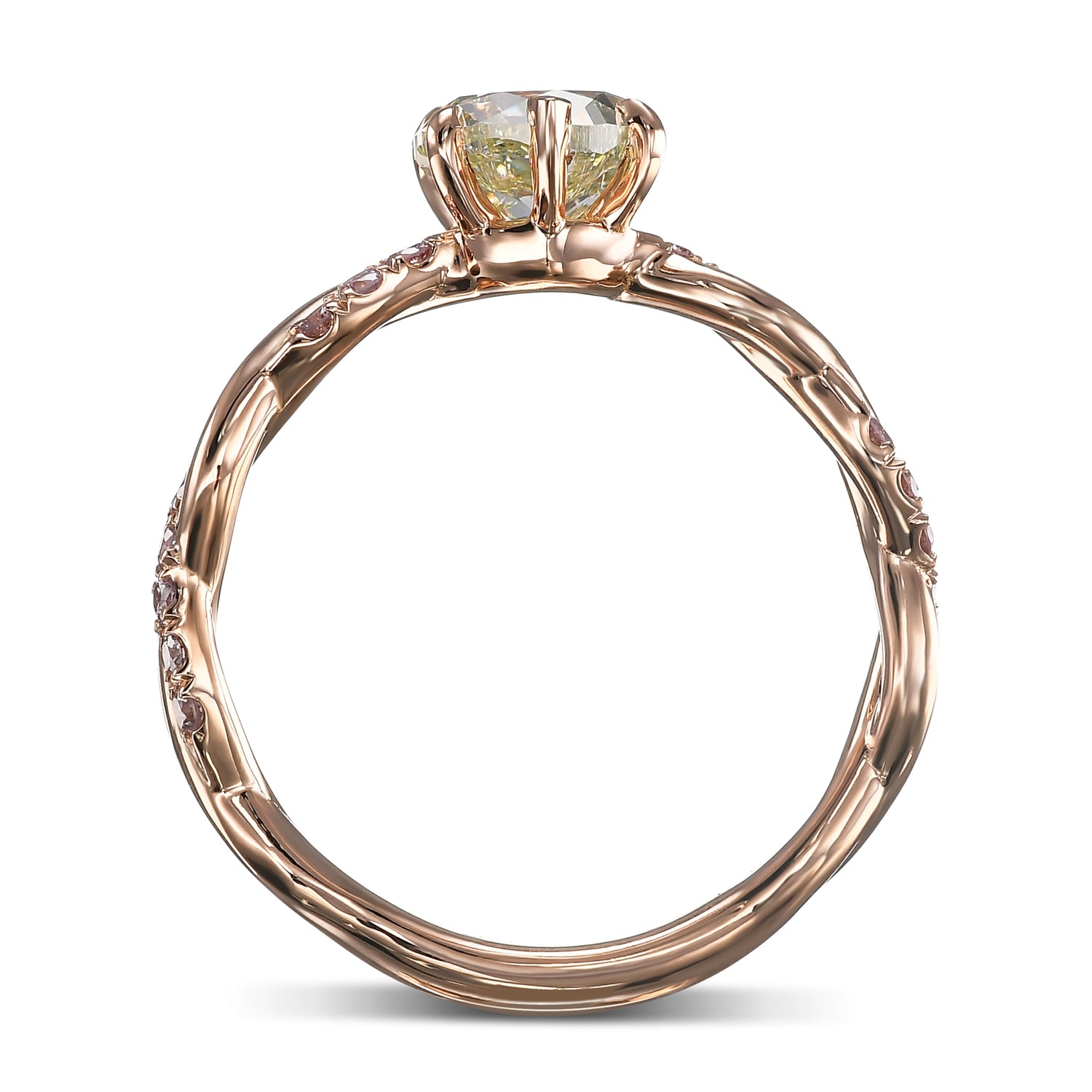 Fancy Intense Yellowish Green Heart Diamond Wedding Set Rings