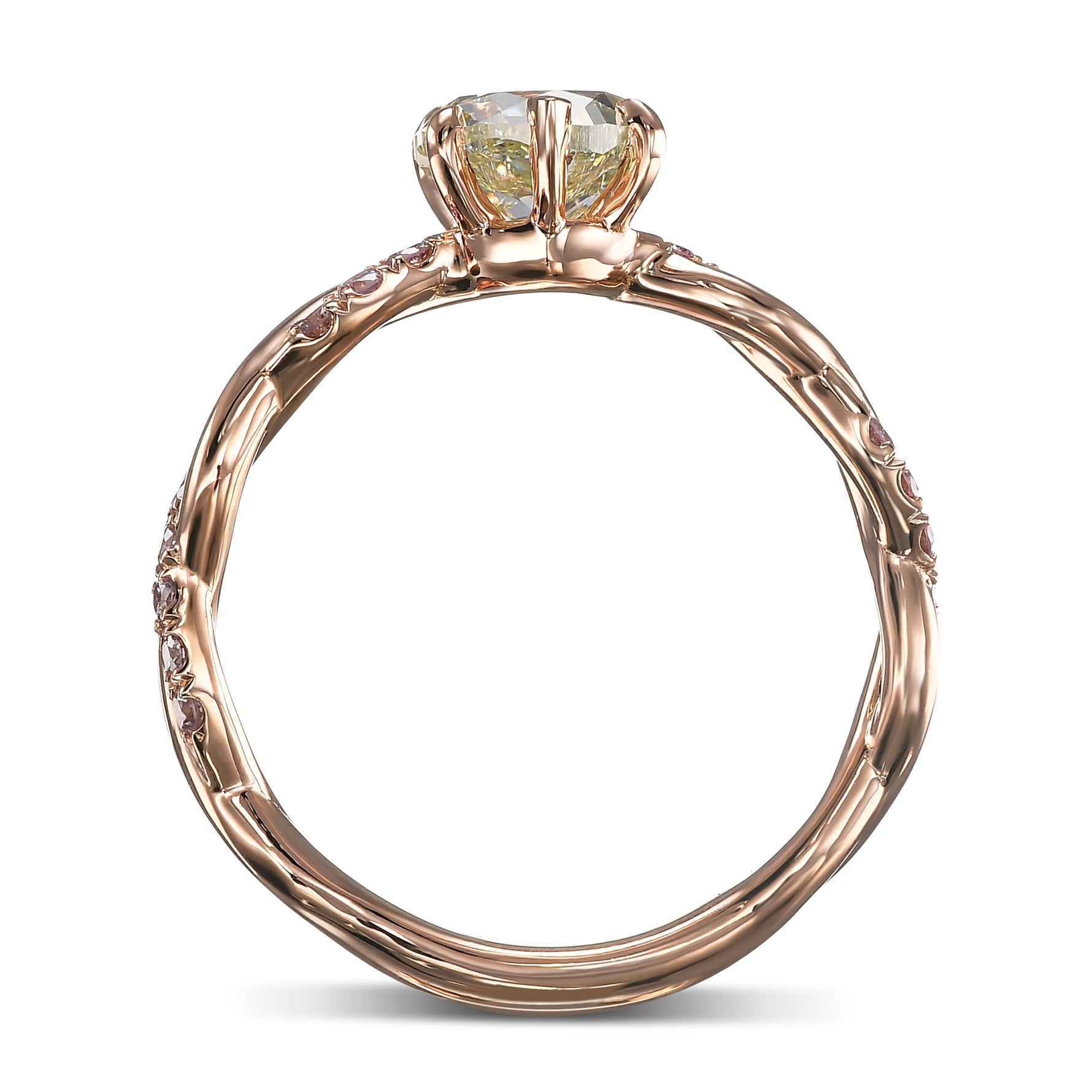 Fancy Intense Yellowish Green Heart Diamond Wedding Set Rings