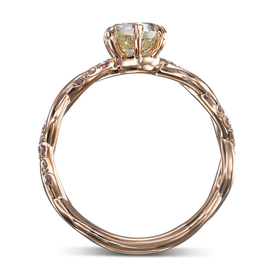 Fancy Intense Yellowish Green Heart Diamond Wedding Set Rings