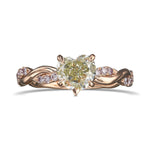 Fancy Intense Yellowish Green Heart Diamond Wedding Set Rings