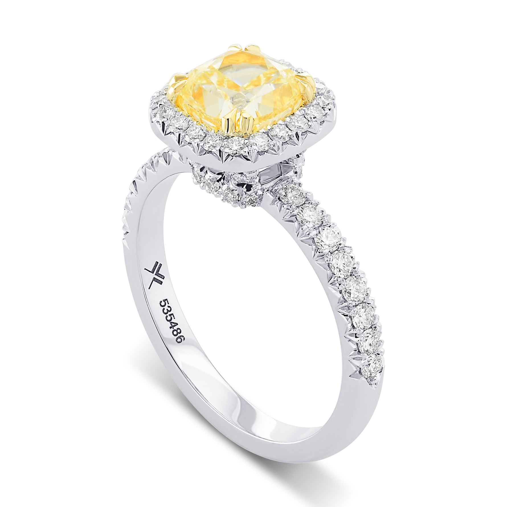 Fancy Yellow Cushion Halo Diamond Ring