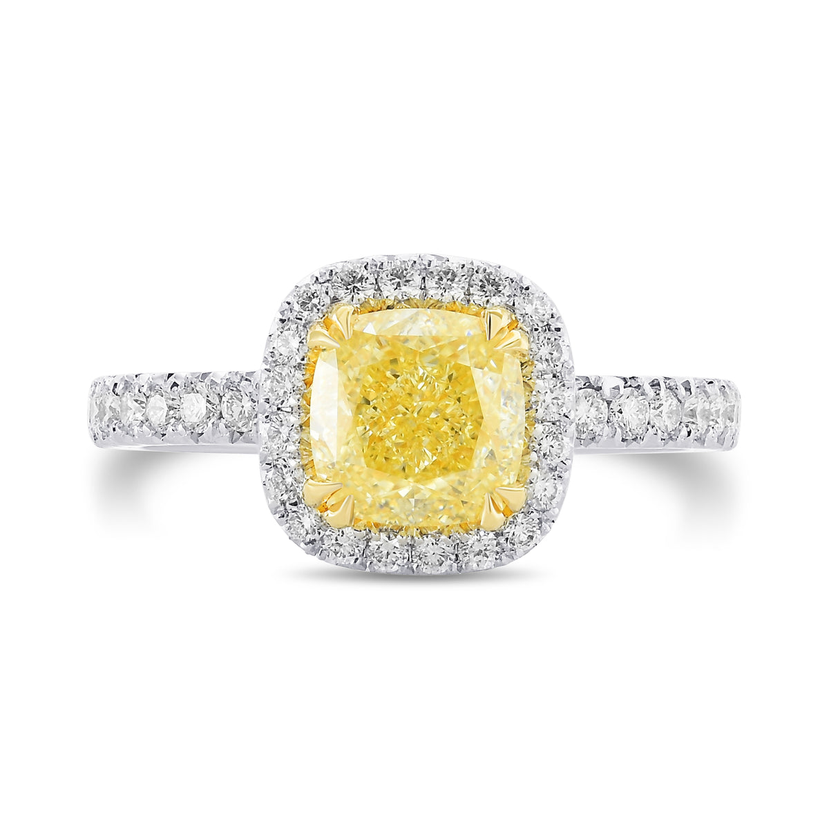 Fancy Yellow Cushion Halo Diamond Ring