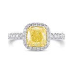 Fancy Yellow Cushion Halo Diamond Ring