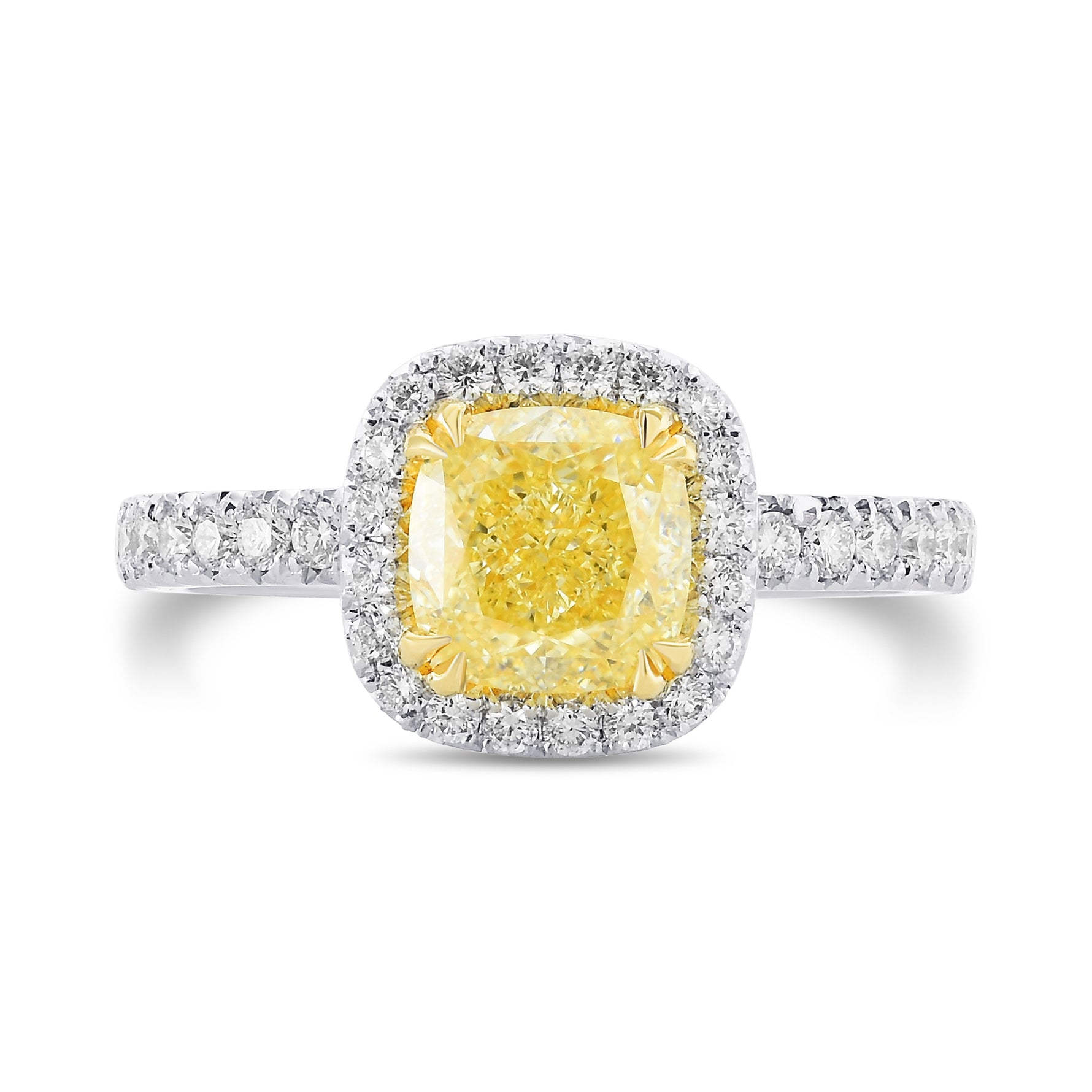 Fancy Yellow Cushion Halo Diamond Ring