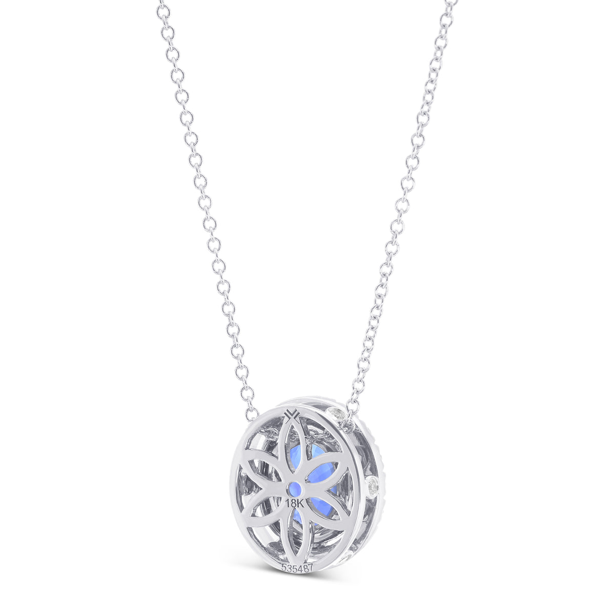 Oval Sapphire Halo Pendant
