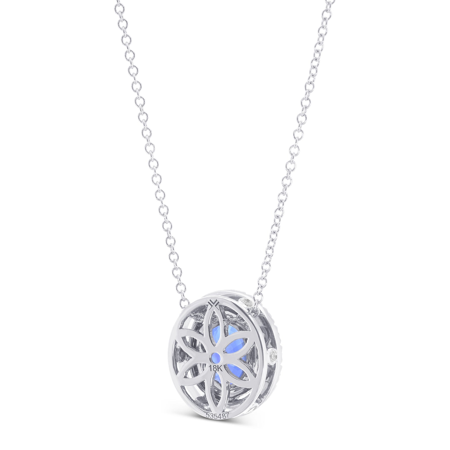 Oval Sapphire Halo Pendant