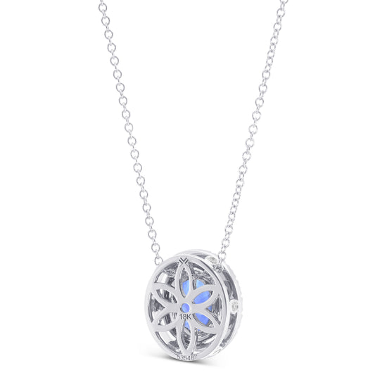 Oval Sapphire Halo Pendant