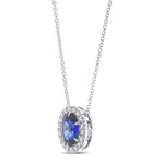 Oval Sapphire Halo Pendant