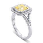 Fancy Light Yellow Radiant Double Halo Diamond Ring