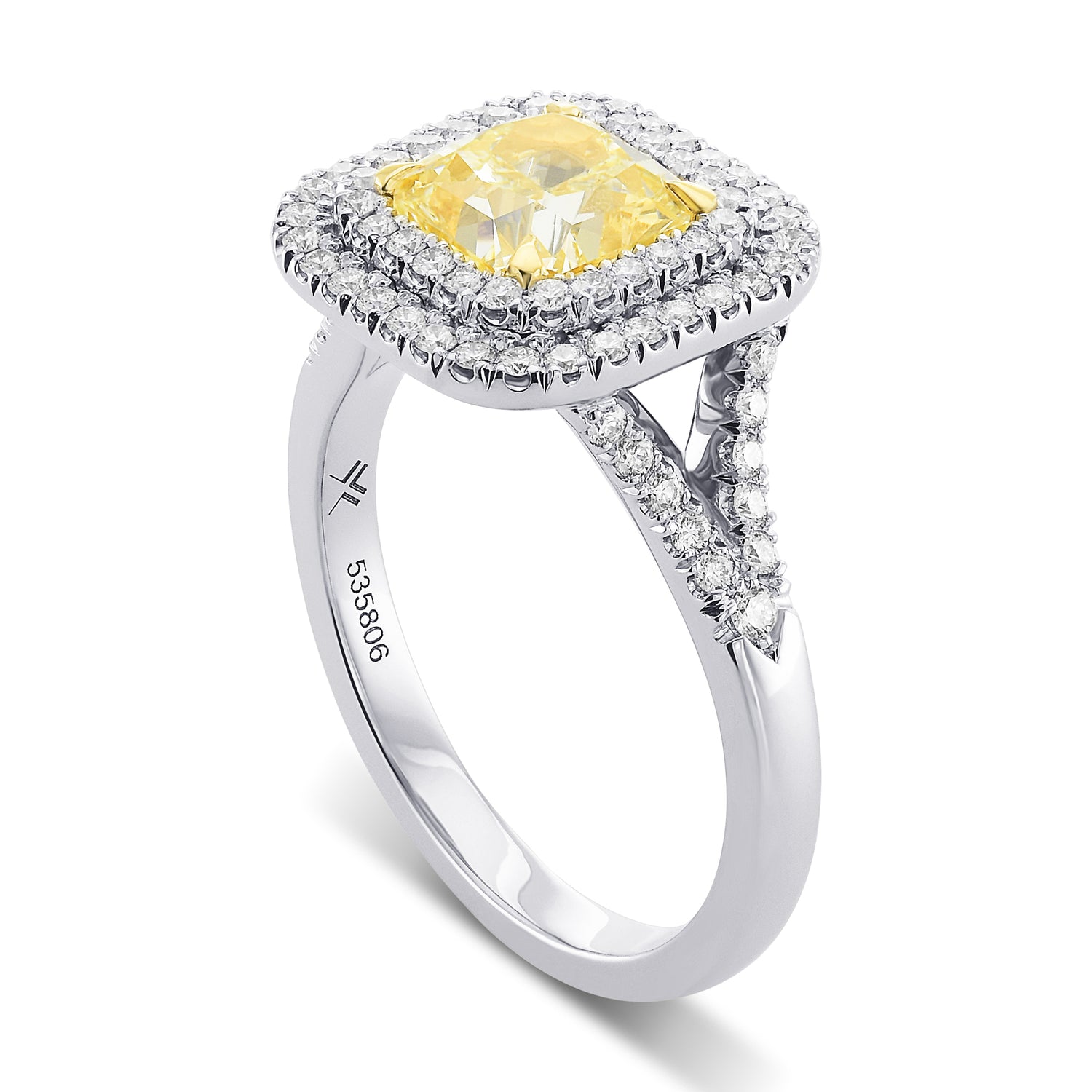 Fancy Light Yellow Radiant Double Halo Diamond Ring