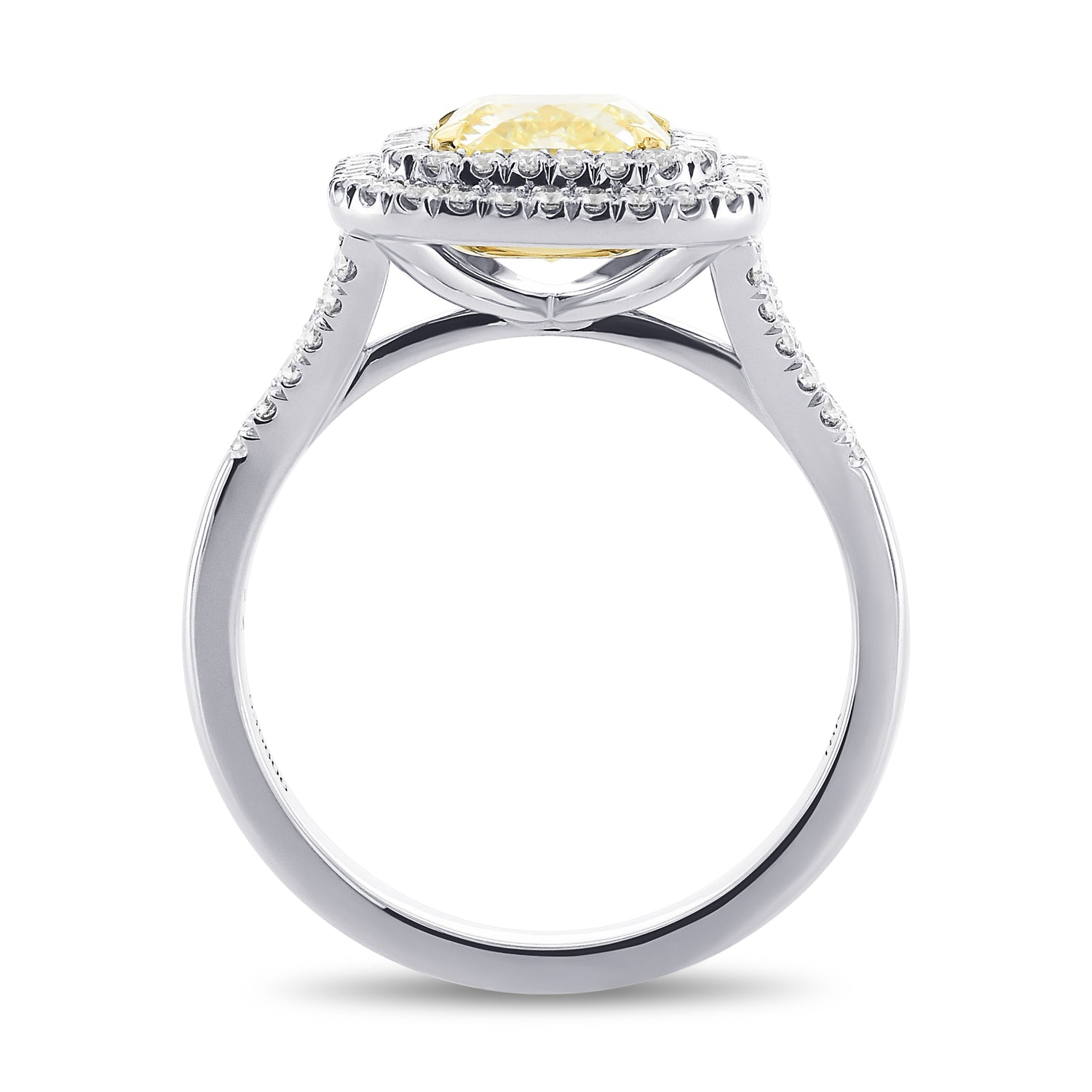 Fancy Light Yellow Radiant Double Halo Diamond Ring