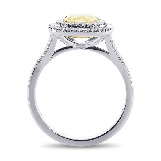 Fancy Light Yellow Radiant Double Halo Diamond Ring