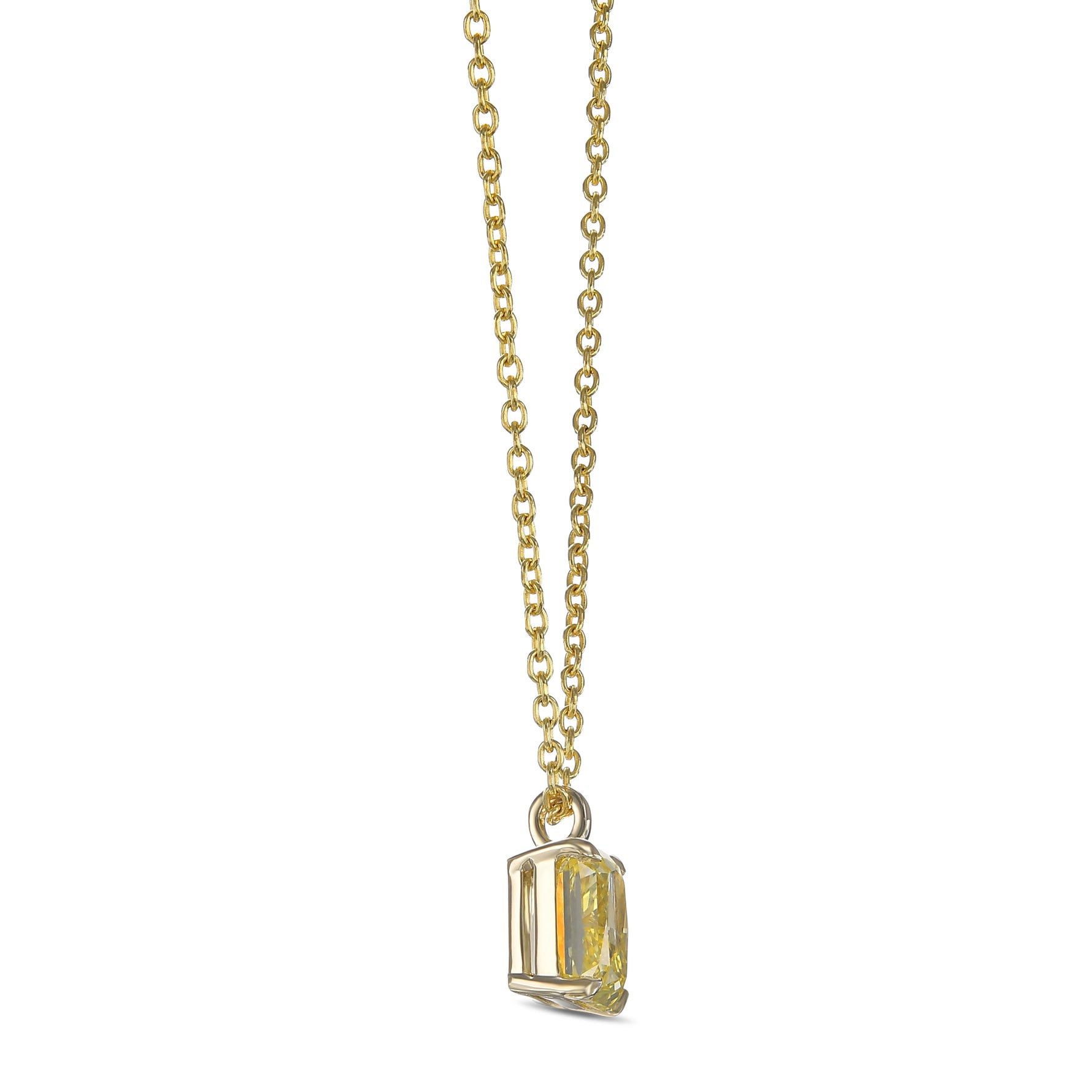 Fancy Intense Yellow Radiant Solitaire Diamond Pendant