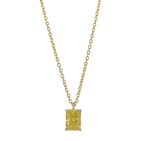 Fancy Intense Yellow Radiant Solitaire Diamond Pendant