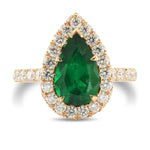 Pear Shape Halo Muzo Emerald Ring