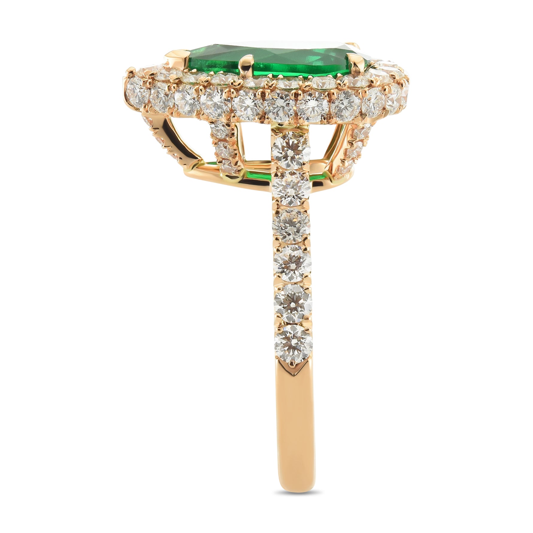 Pear Shape Halo Muzo Emerald Ring