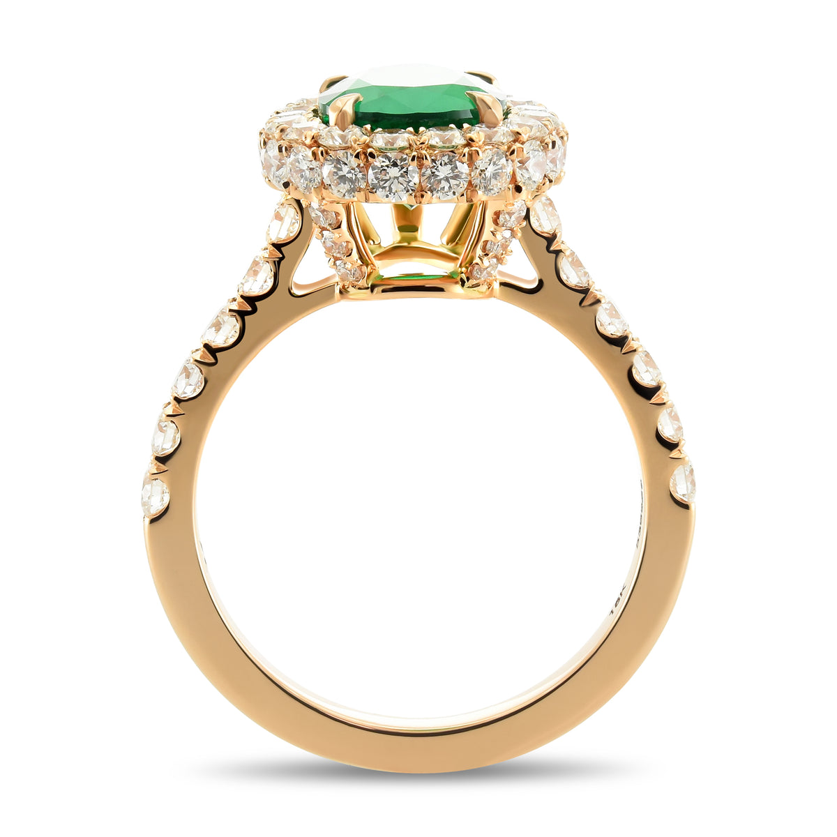 Pear Shape Halo Muzo Emerald Ring