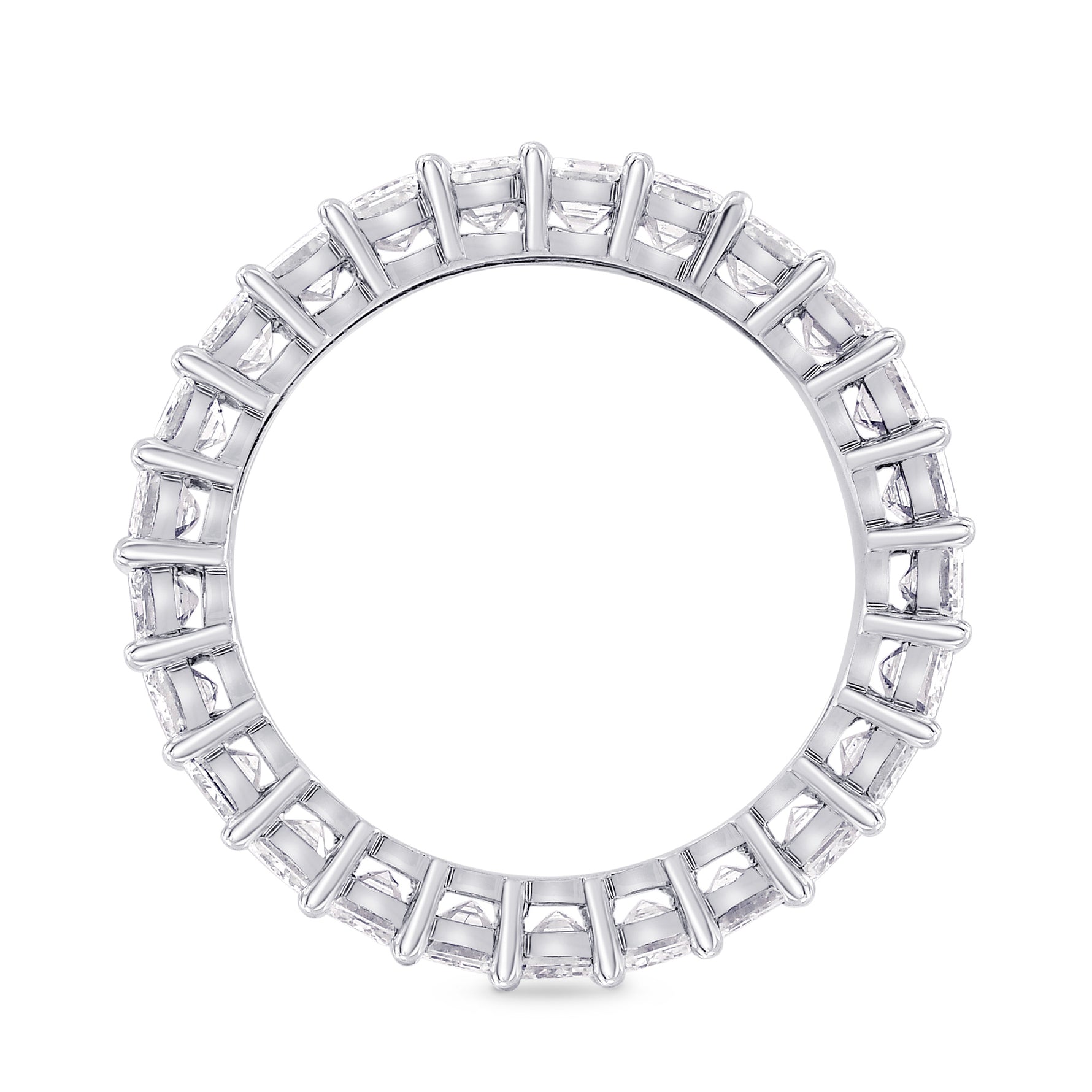 Platinum Emerald-Cut Diamond Full Eternity Band Ring
