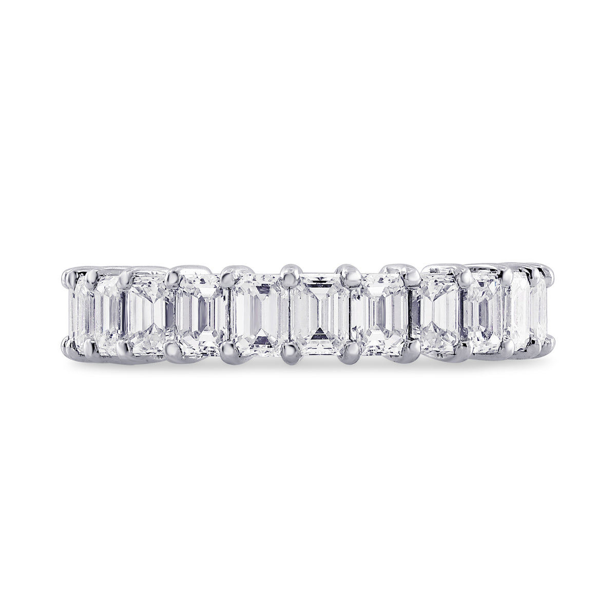 Platinum Emerald-Cut Diamond Full Eternity Band Ring